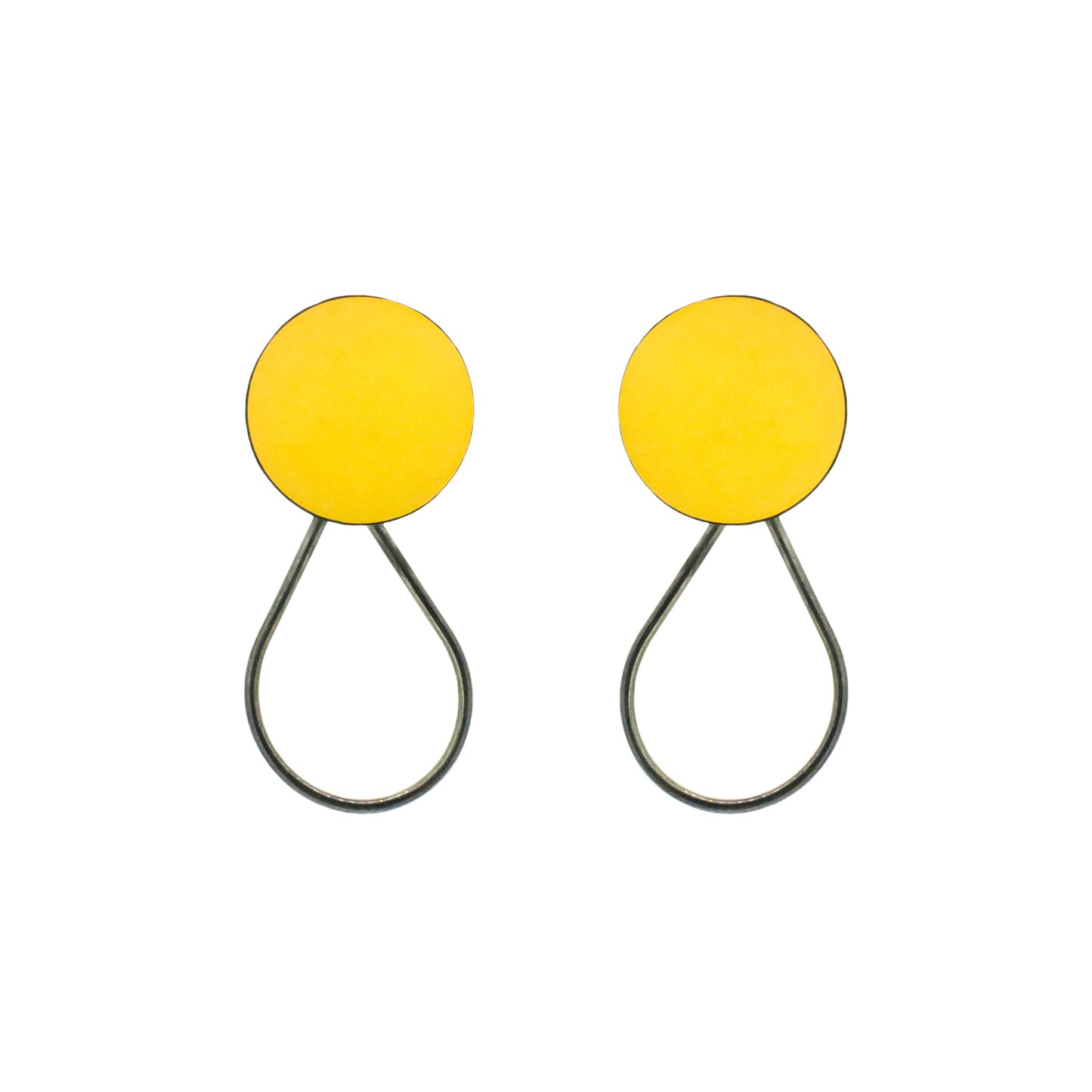 Yellow and Oxidised Silver Earrings