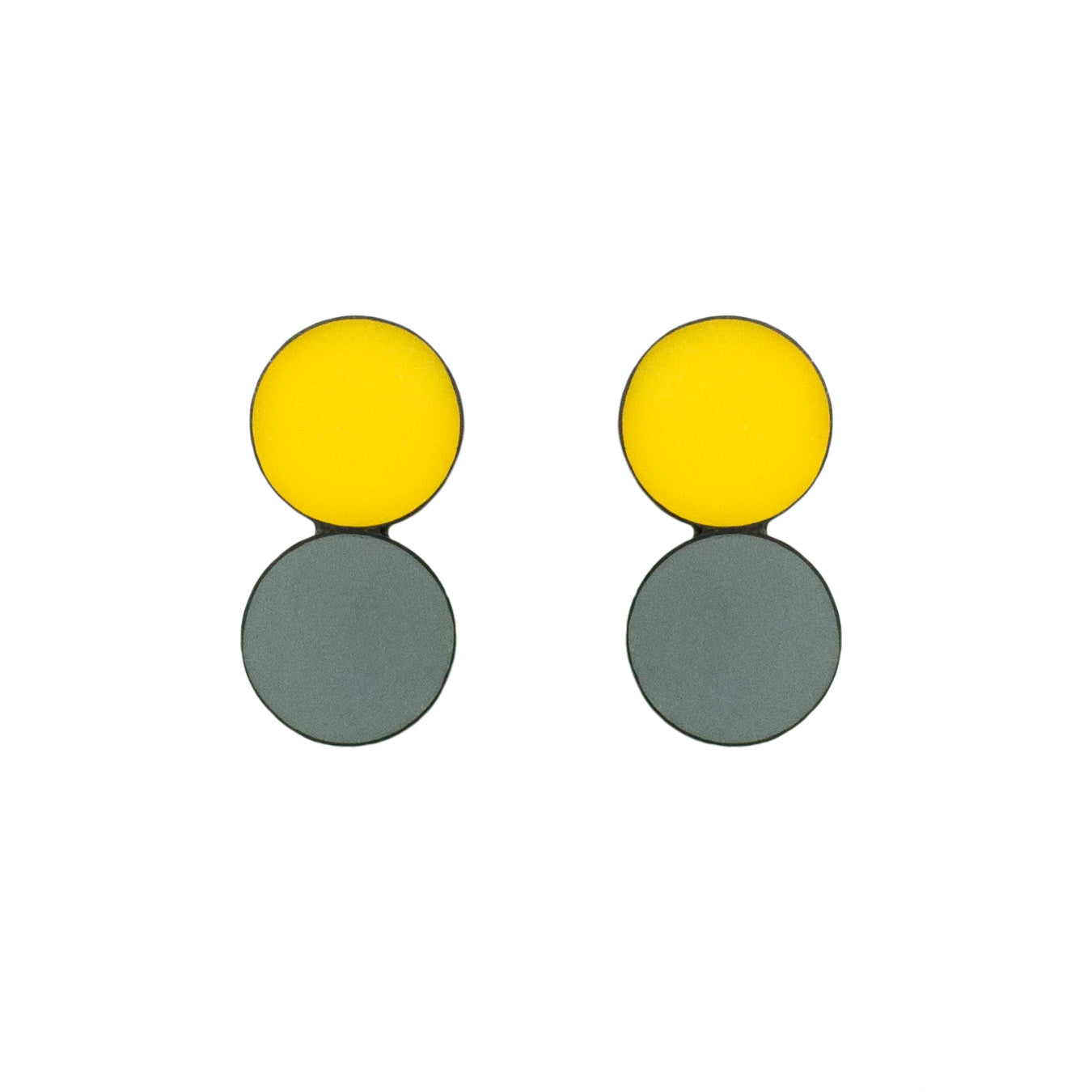 Yellow and Grey Stud Earrings
