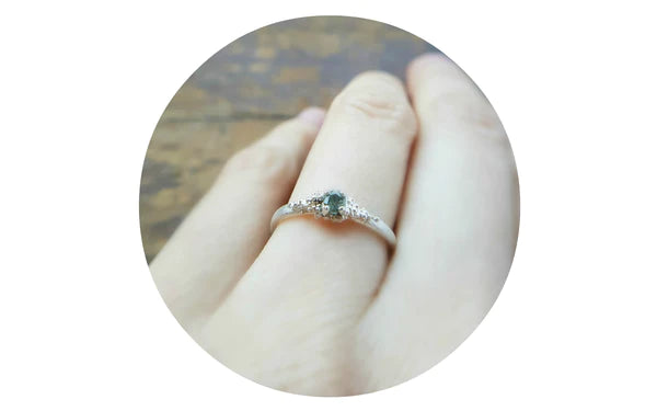 Silver and Green Sapphire Ring