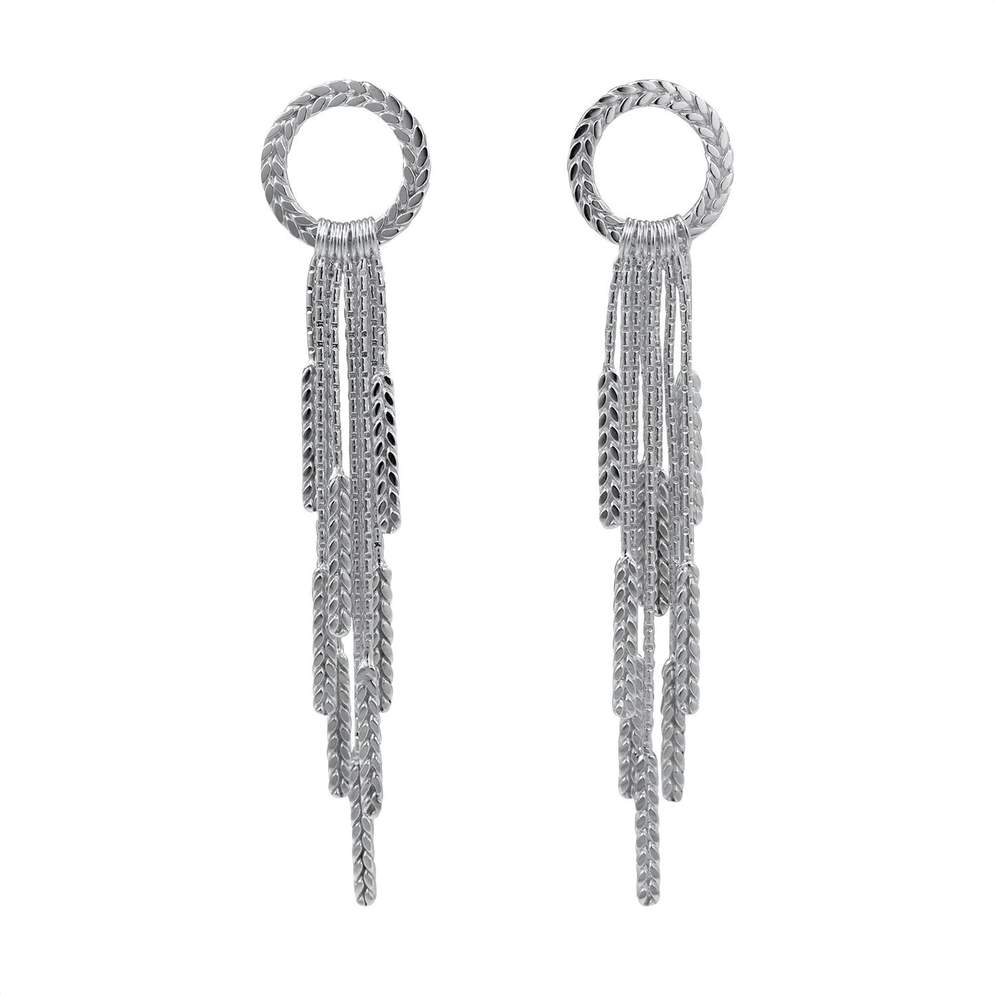 Demeter Large Tassel Earrings Silver