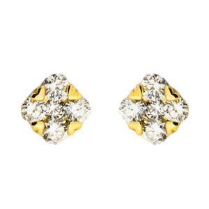 Gold and Diamond Stud Earrings
