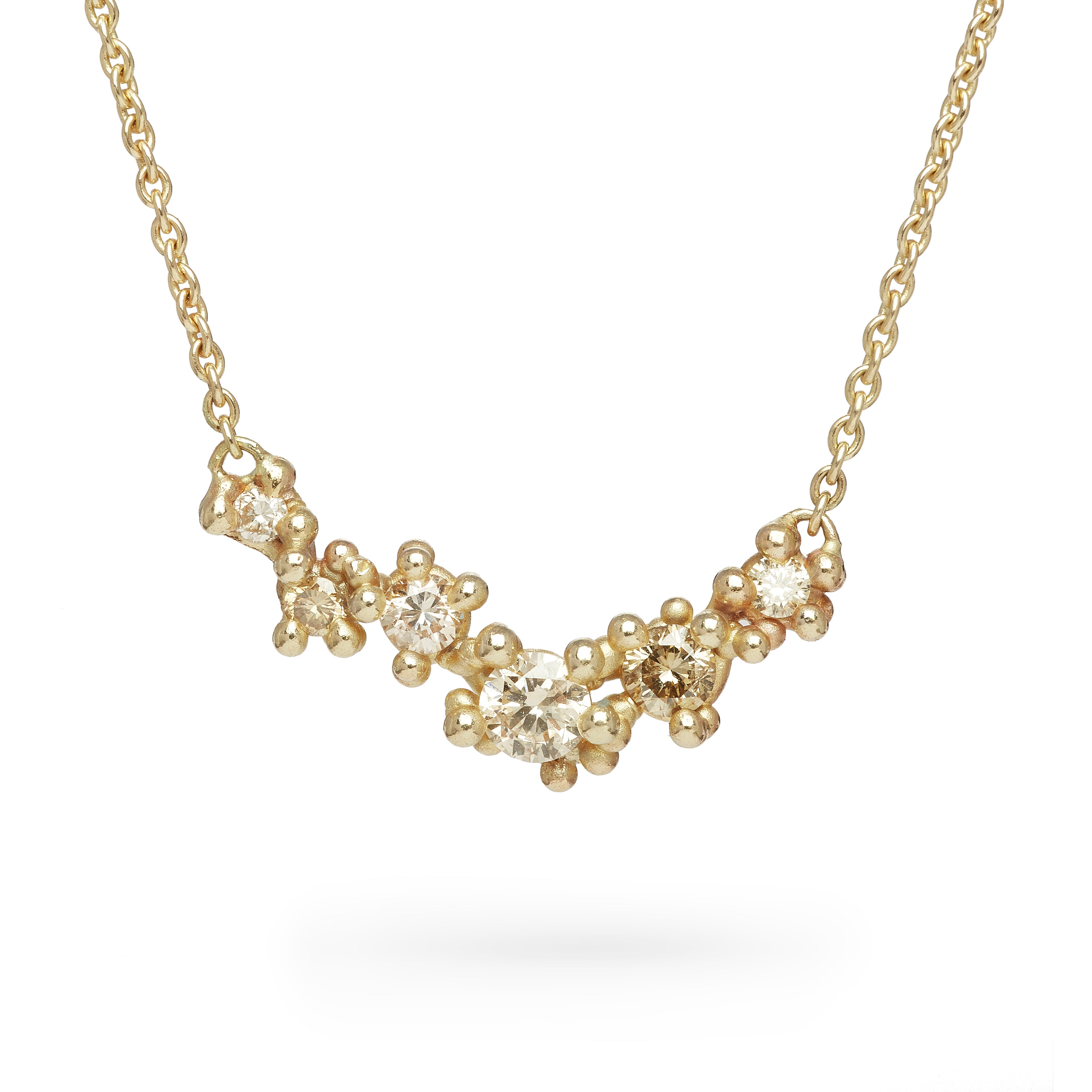 Champagne Diamond & Granule Cluster Bar Necklace