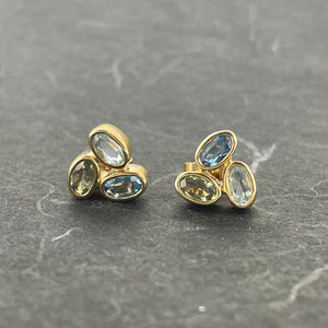 Sapphire, Topaz & Aquamarine Stud Earrings