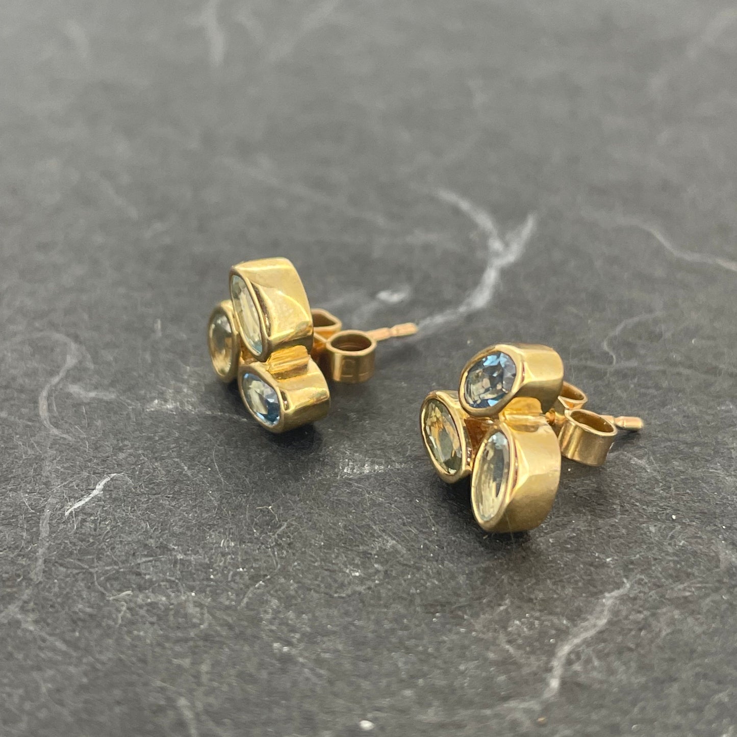 Sapphire, Topaz & Aquamarine Stud Earrings