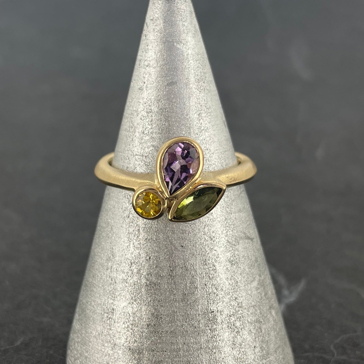 Amethyst, Tsavorite and Sapphire Ring