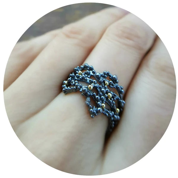 Oxidised Silver Lace Ring