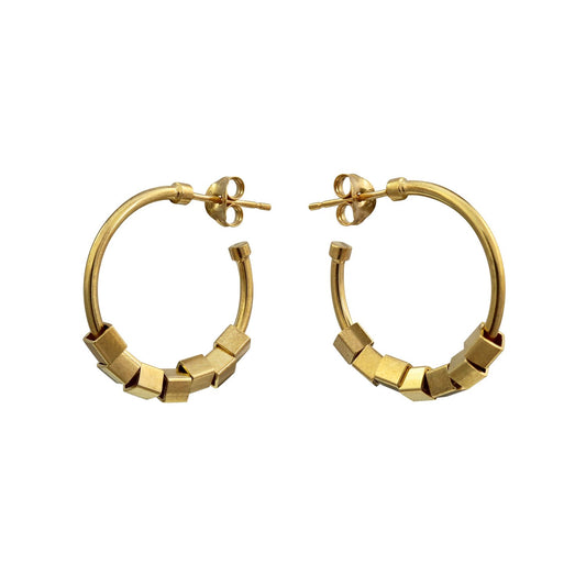 Metropolis Cubes Hoop Earrings Gold