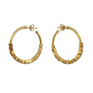 Metropolis Large Cubes Hoop Earrings Gold