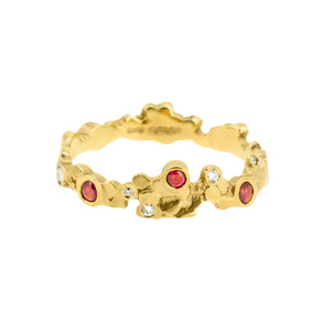 Gold, Ruby and Diamond Crown Ring