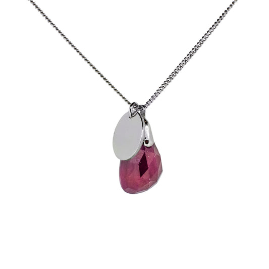 Silver and Ruby Birthstone Necklace