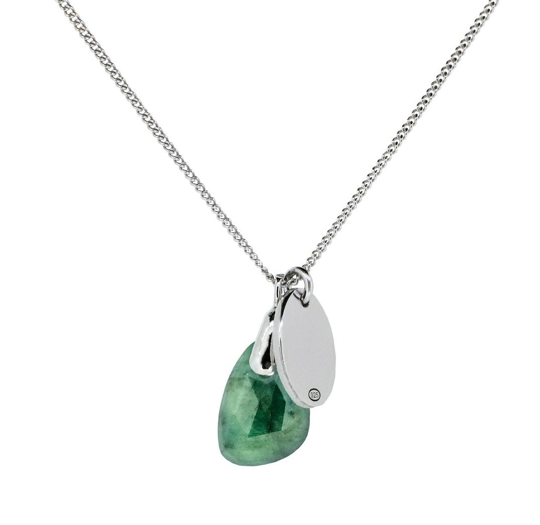 Silver and Emerald Birthstone Necklace