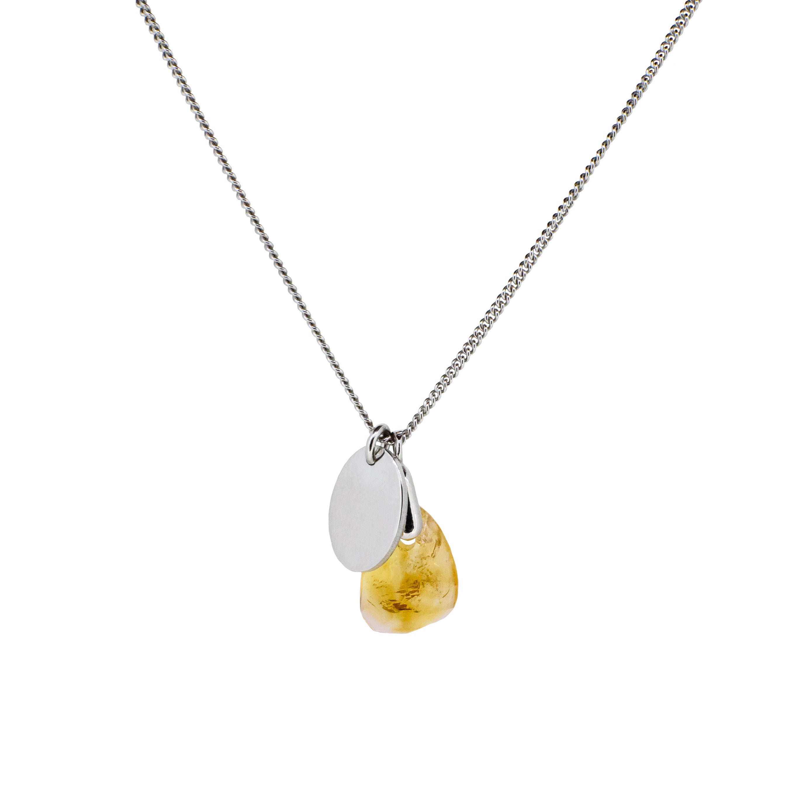 Silver and Citrine Birthstone Necklace