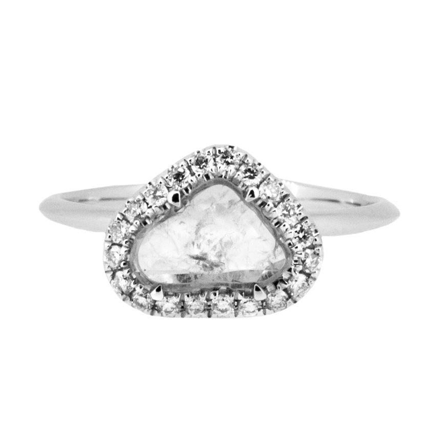 Rough cut Diamond 18ct white gold ring