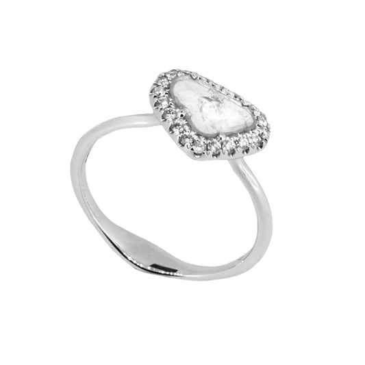 Rough cut Diamond 18ct white gold ring