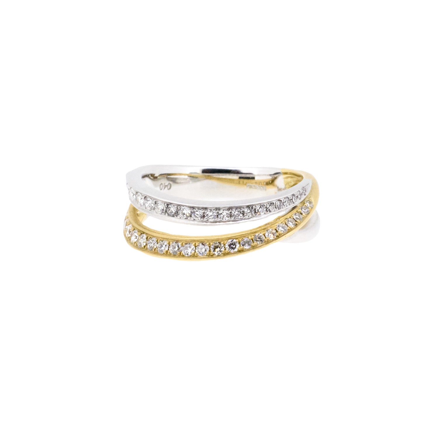 Two Row White and Yellow Gold  Diamond Ring