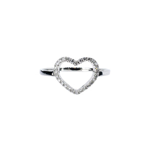 White Gold and Diamond Heart Ring