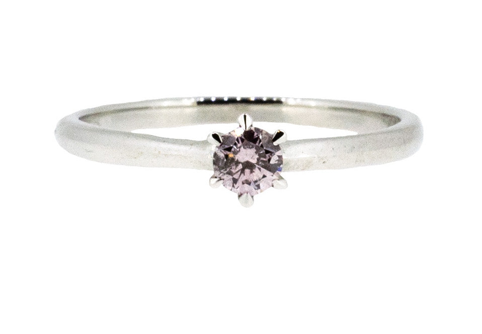 White gold and pink diamond ring
