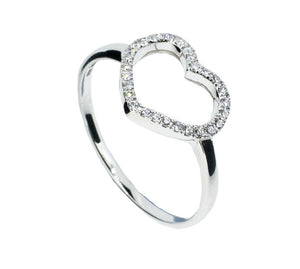 White Gold and Diamond Heart Ring