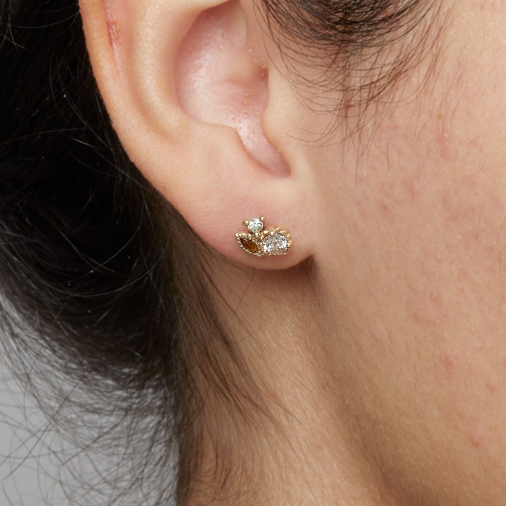 Champagne Diamond and Sapphire Studs