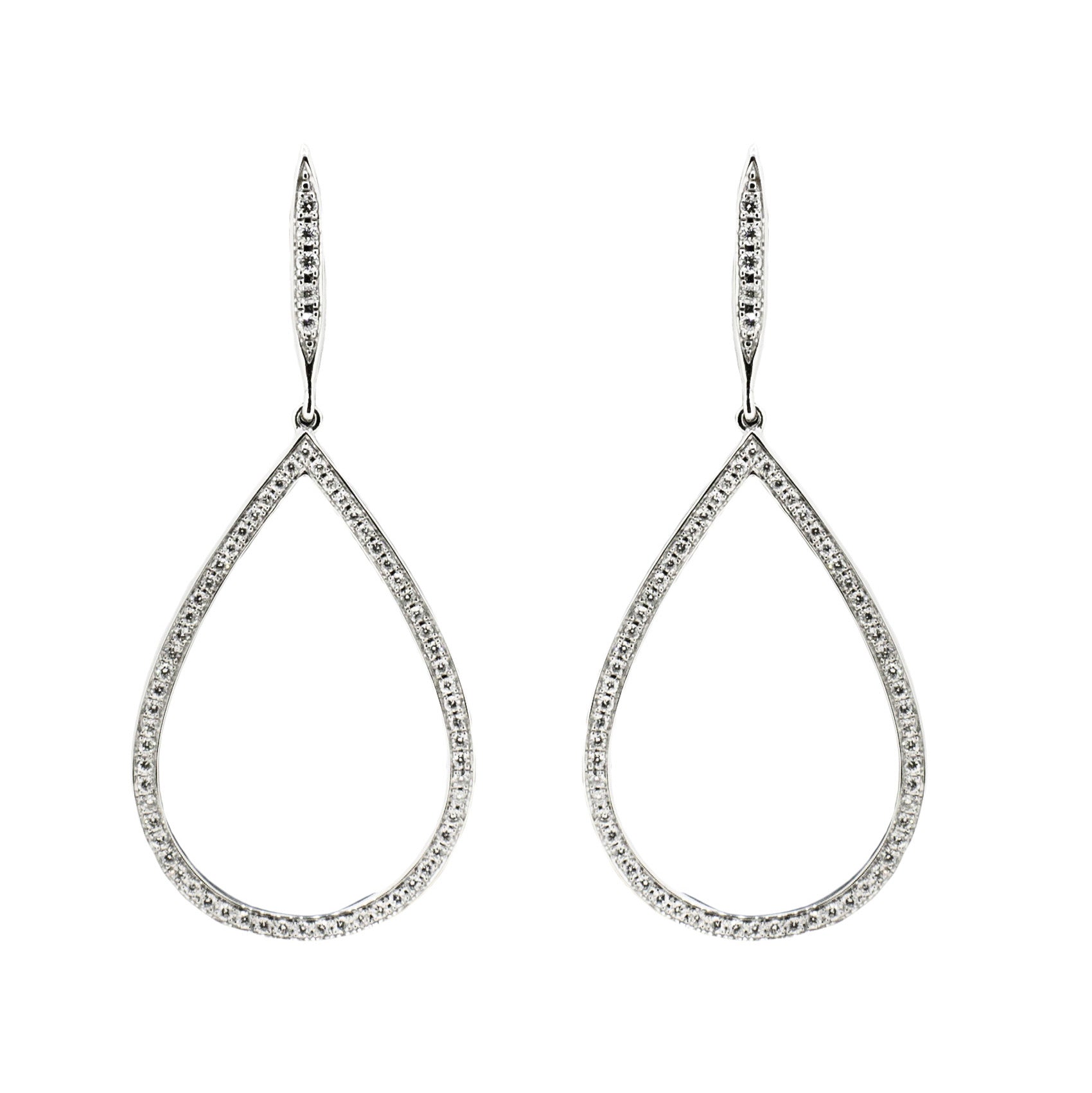 White Gold and Diamond Pear Shaped Earrings