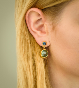 Topaz and Green Amethyst Earrings