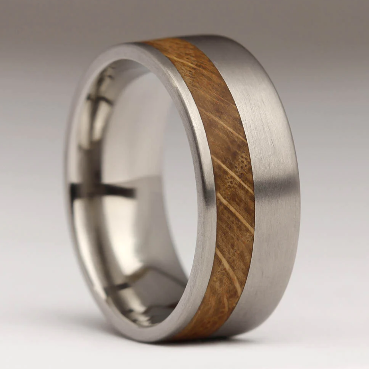 Titanium and Olive wood Ring