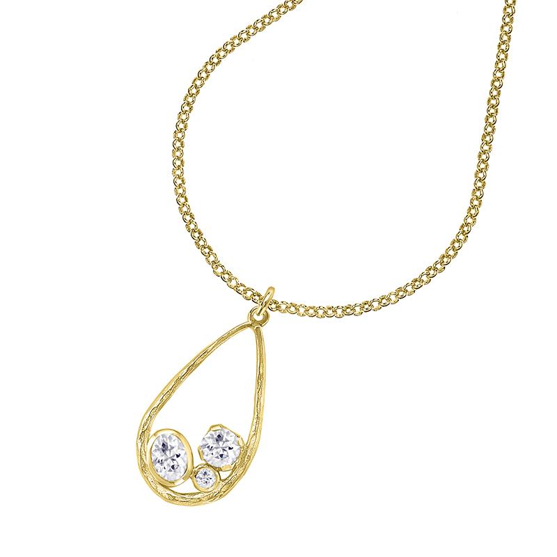 Gold and White Topaz Necklace