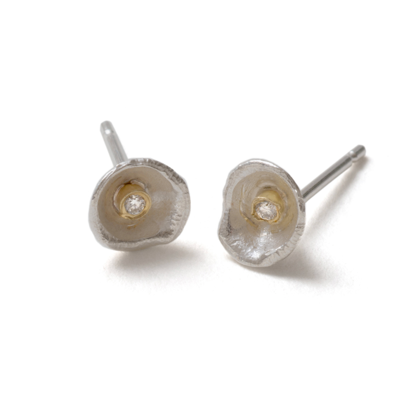 acorn cup studs with diamonds