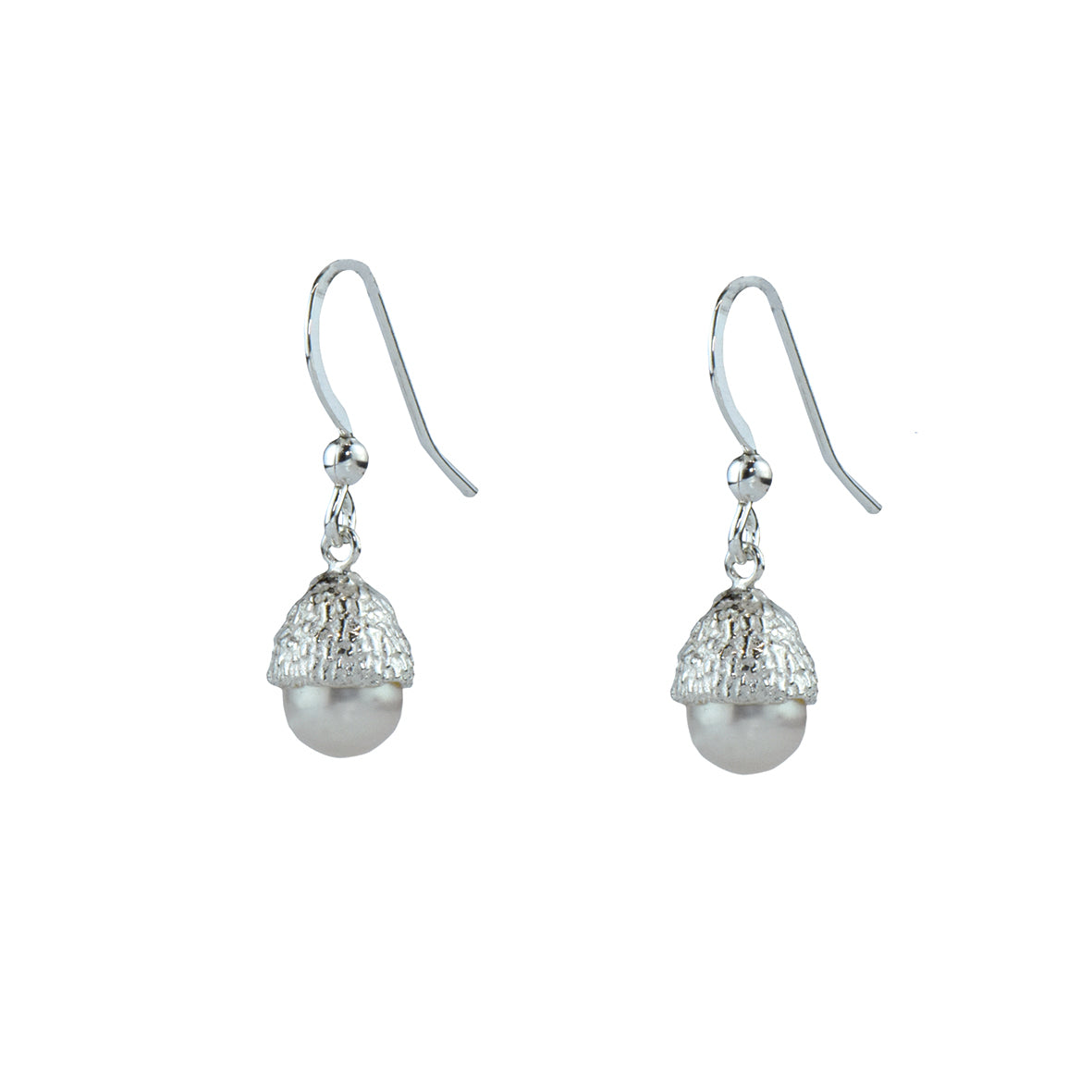 Silver and Pearl Acorn Earrings
