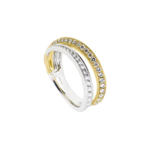 Two Row White and Yellow Gold  Diamond Ring