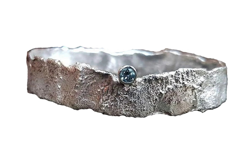 Silver and Blue Topaz Bangle