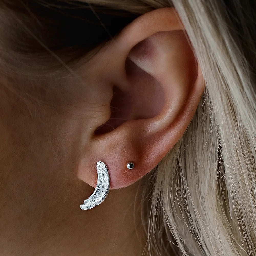 brushstroke earrings worn