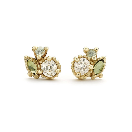 champagne diamond stud earrings