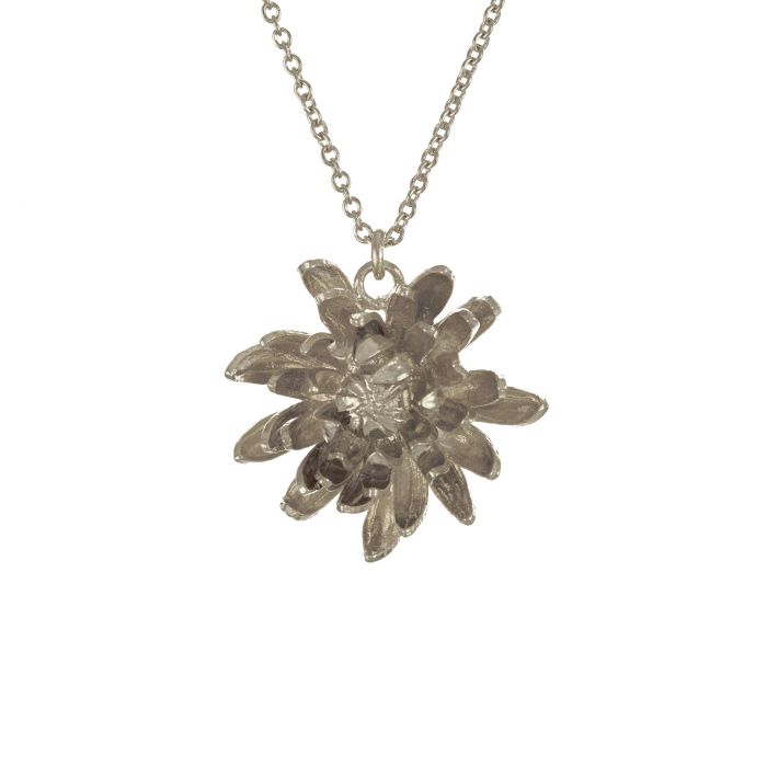 Silver Chrysanthemum Flower Necklace