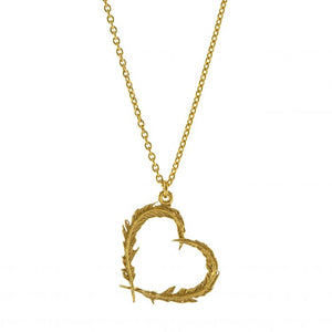Gold Feather Heart Pendant