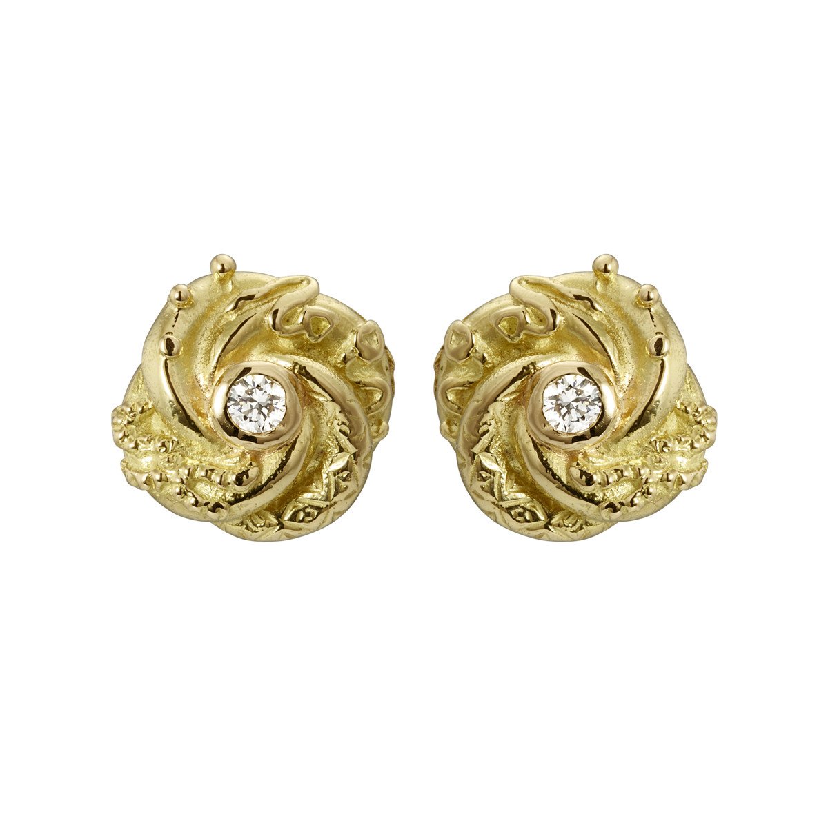 Tiny Loveknot Gold & Diamond Earrings