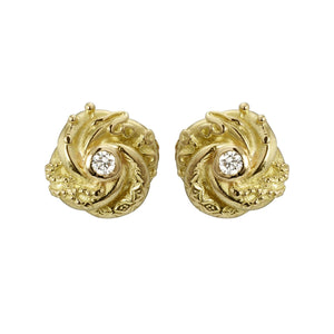 Tiny Loveknot Gold & Diamond Earrings