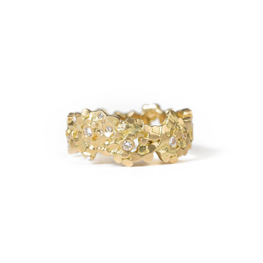 Wide Crown Ring - Yellow Gold & Diamonds