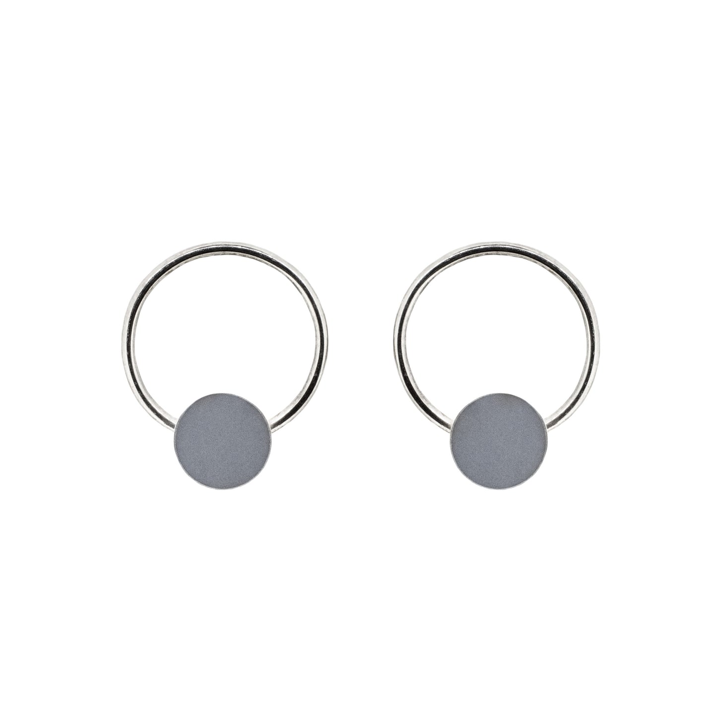 grey circle stud earrings