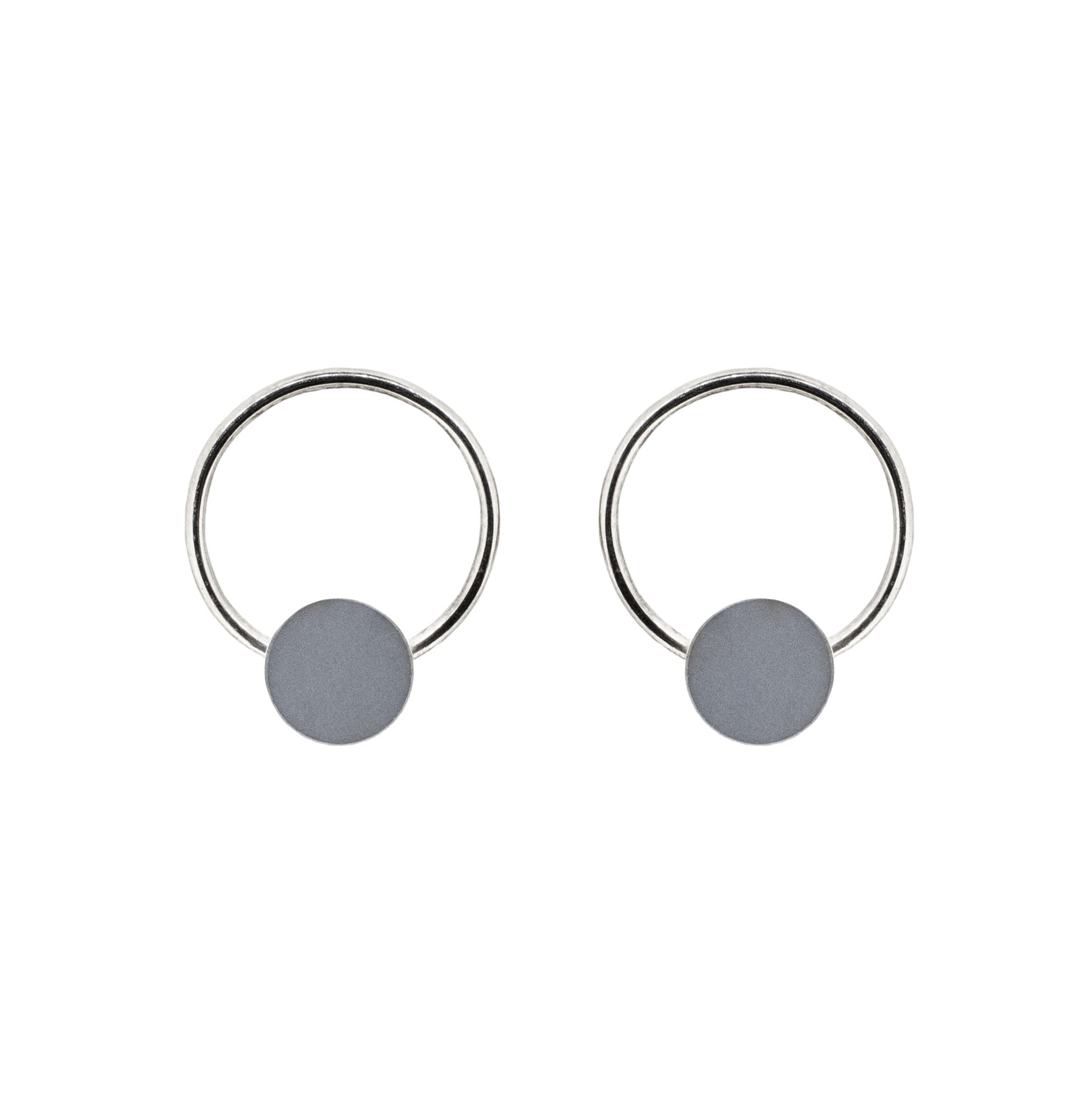 grey circle stud earrings