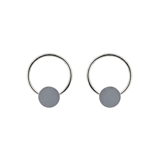 grey circle stud earrings