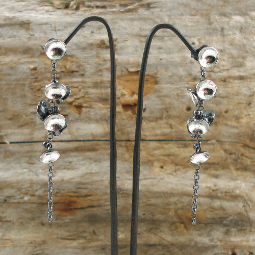 Silver Cluster Drop Earrings