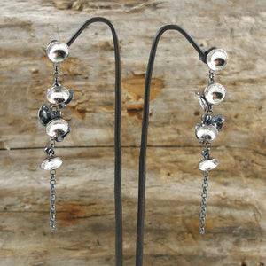 Silver Cluster Drop Earrings