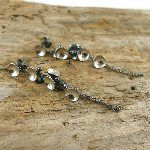 Silver Cluster Drop Earrings