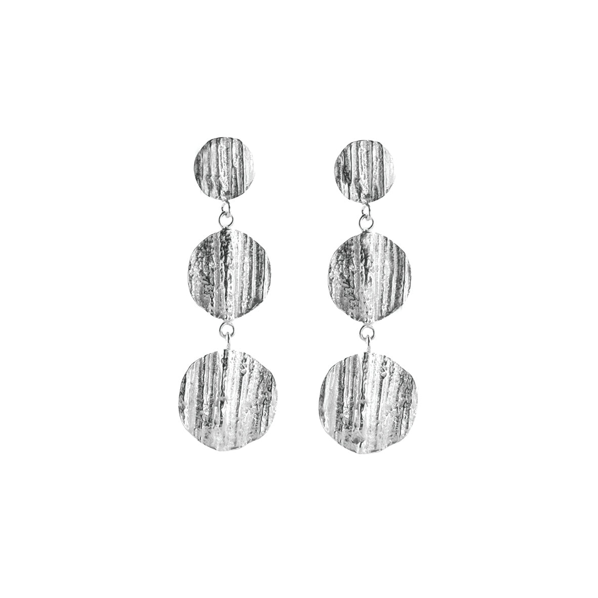 Silver Triple Oak Earrings