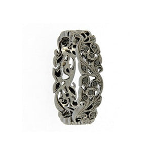 18ct White Gold Floral Band with Black Rhodium Plating & Black Diamonds