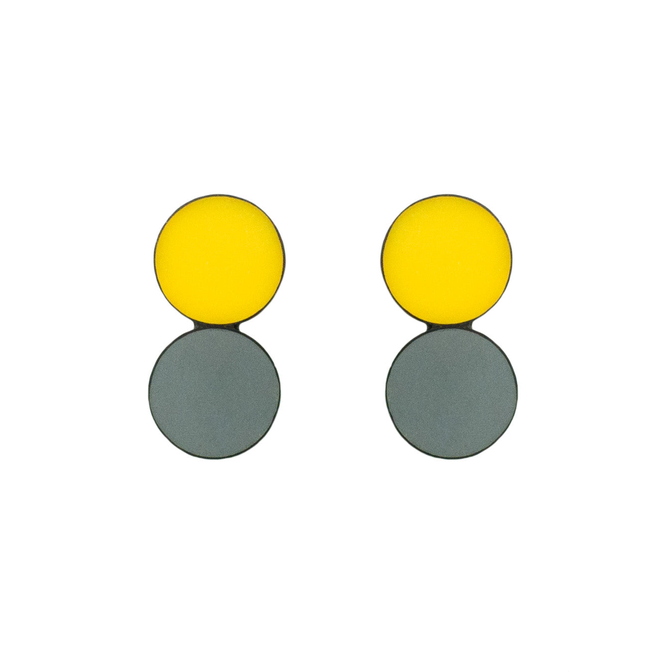 yellow and grey stud earrings