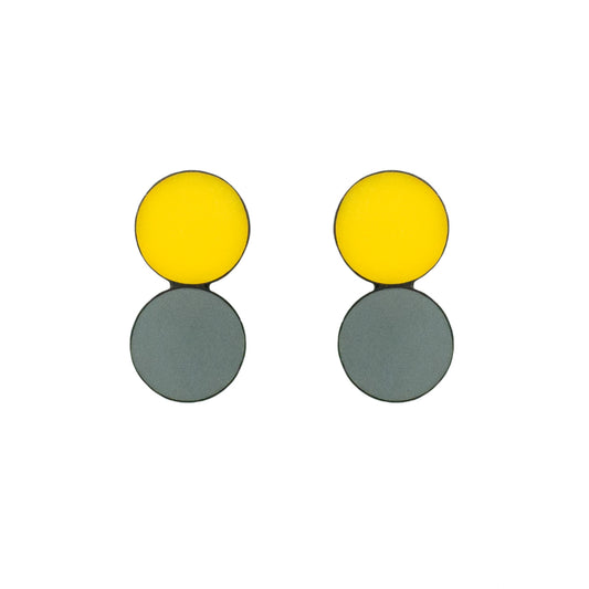 yellow and grey stud earrings